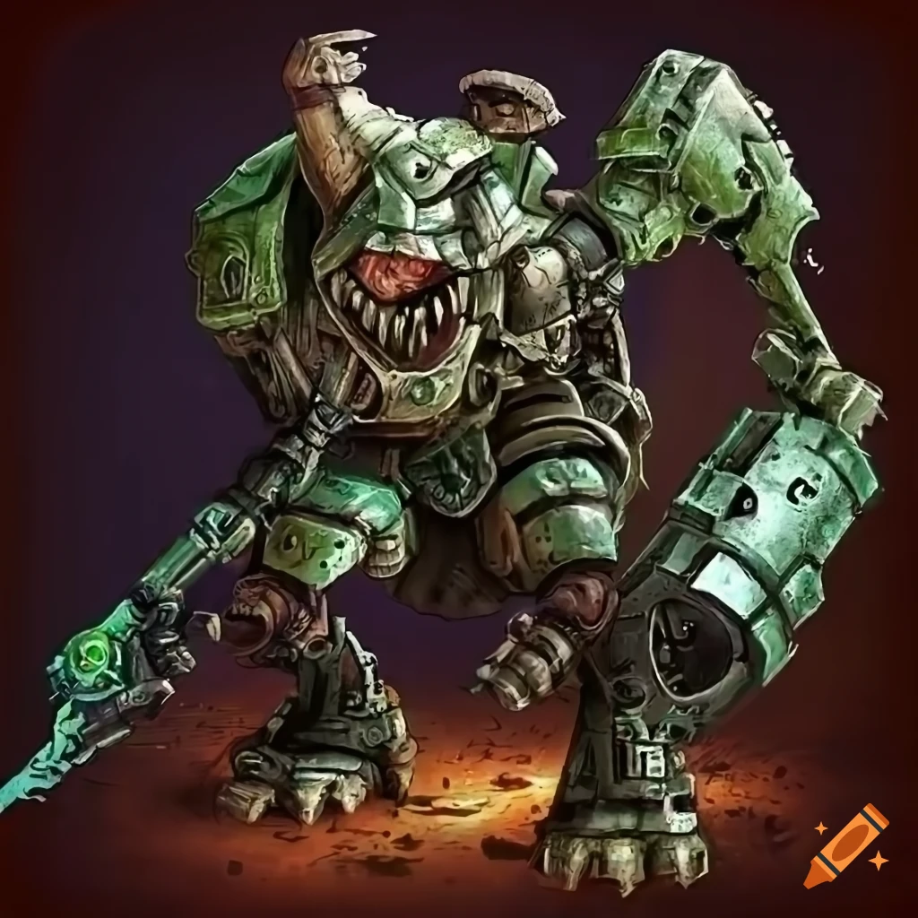 Skaven clan rat in industrial powered armor unit from 90s strategy game Panzerklein: Doom