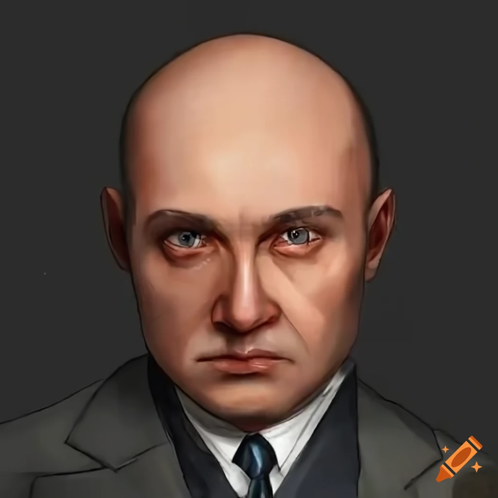 Middle-aged bald man in a suit inspired by Daigo Ikeno's artstyle