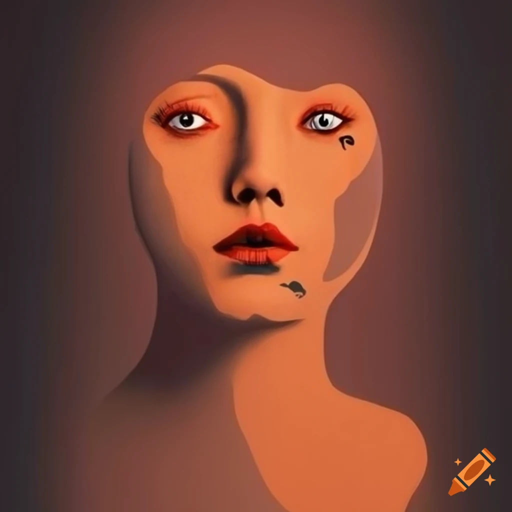 Abstract allegory artwork depicting a face with emotions