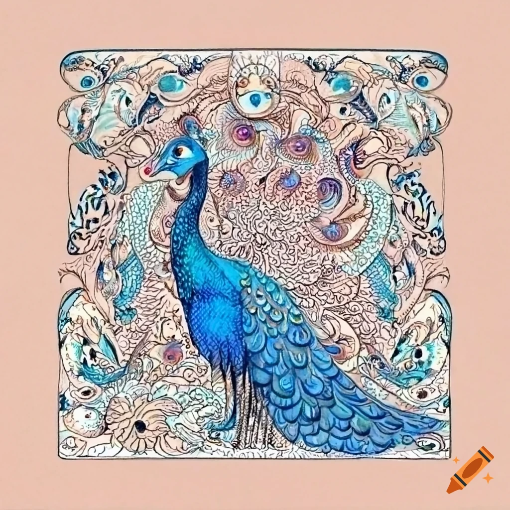 Middle Eastern style peacock drawing