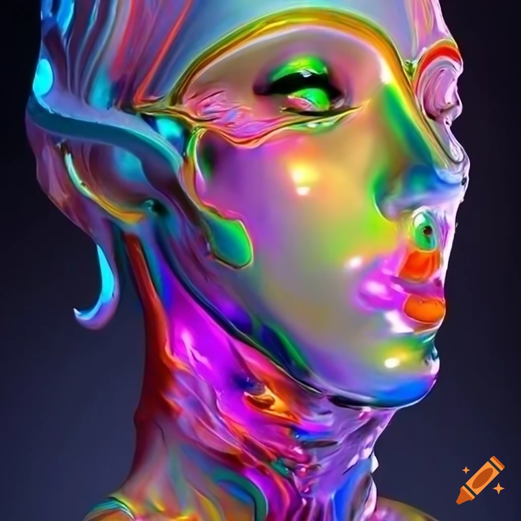 Sculpted random colored veined marble figures in cinematic lighting