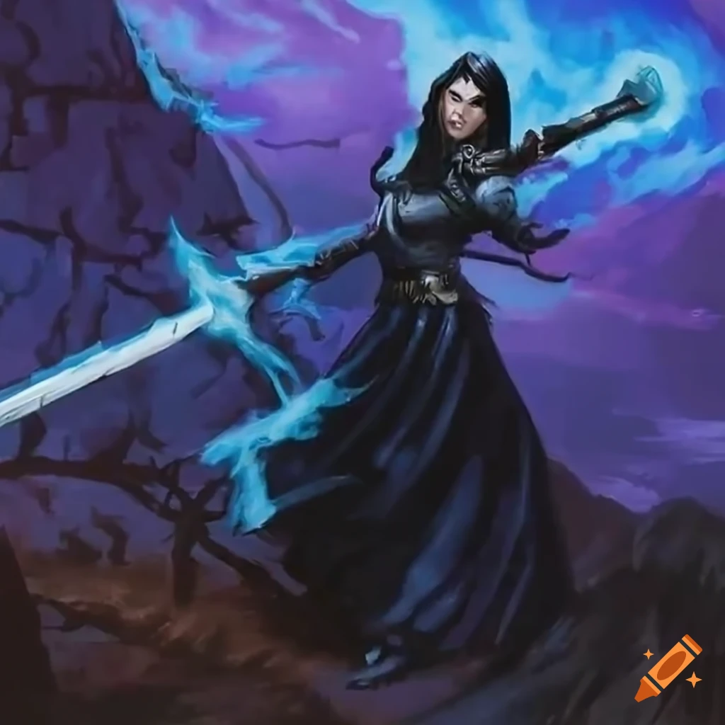 Shiny silver Elvish twin swords with a dark aura from Magic the ...