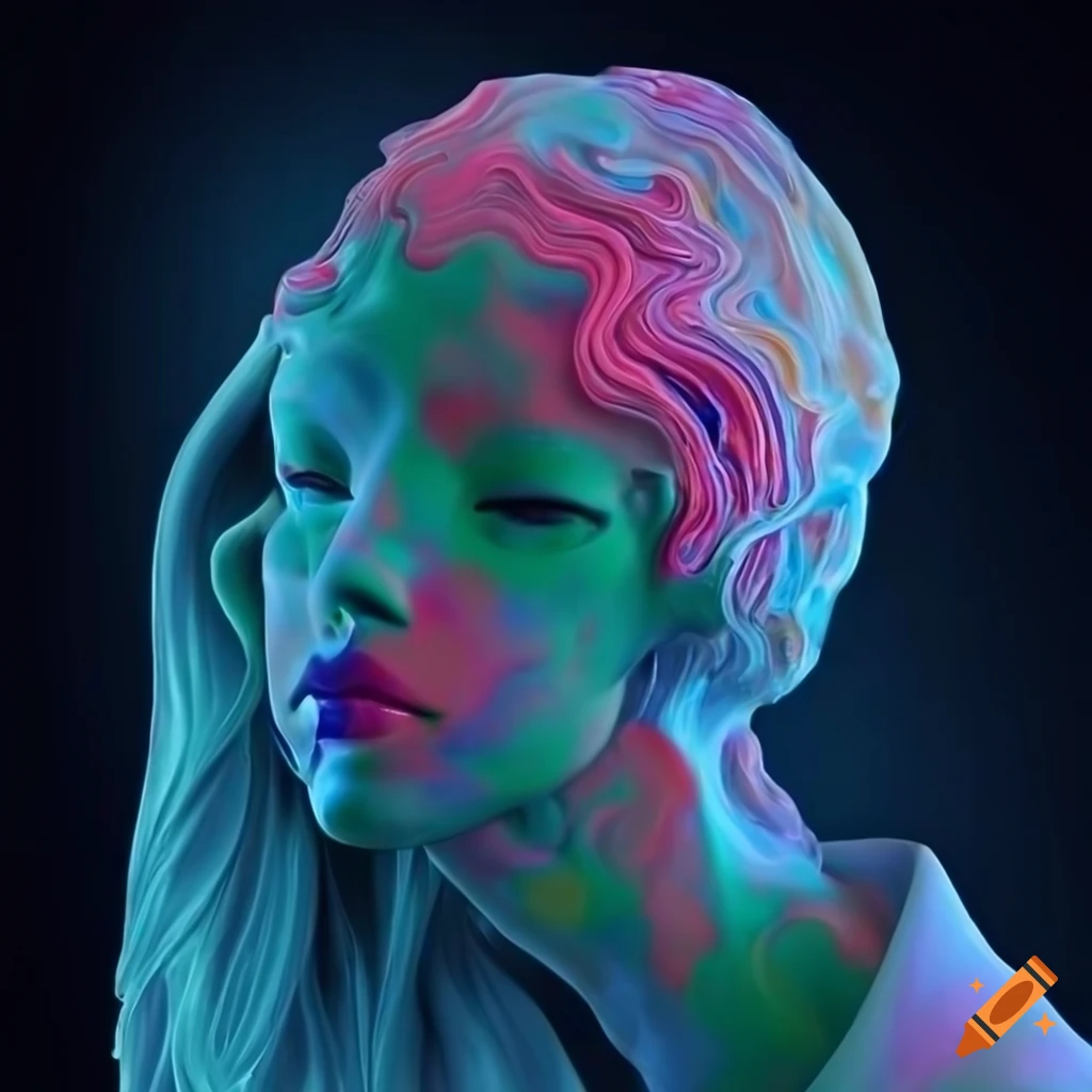 Sculpted marble figures with extravagant details and vivid composition in cinematic lighting