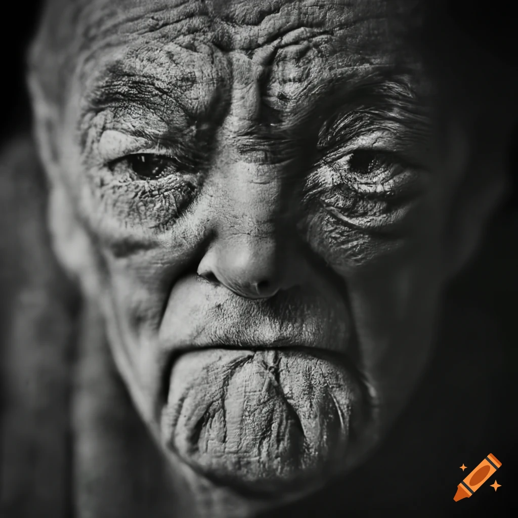 Close-up of antique black-and-white photograph showing intense emotional expression