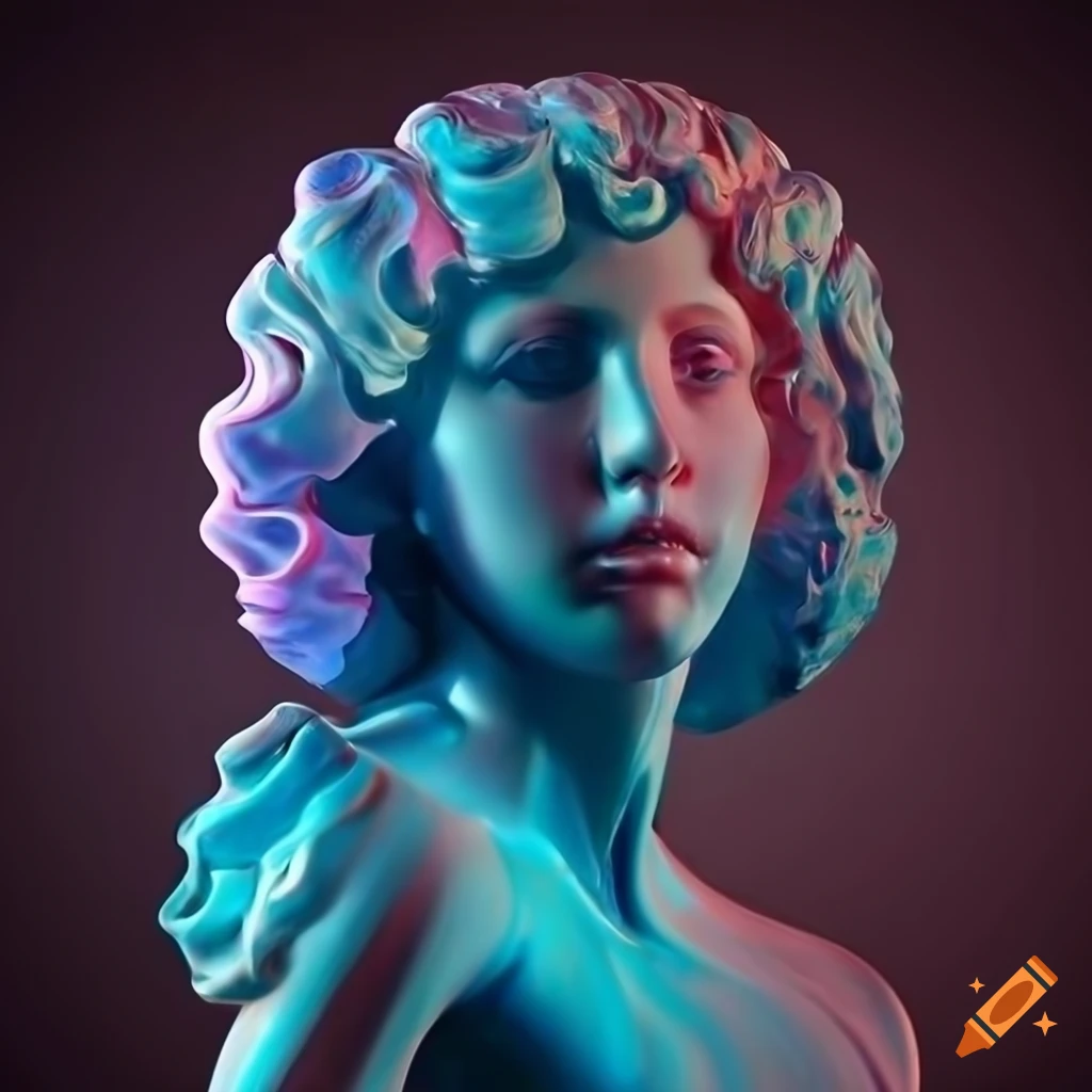 Sculpted random colored veined marble figures with cinematic lighting