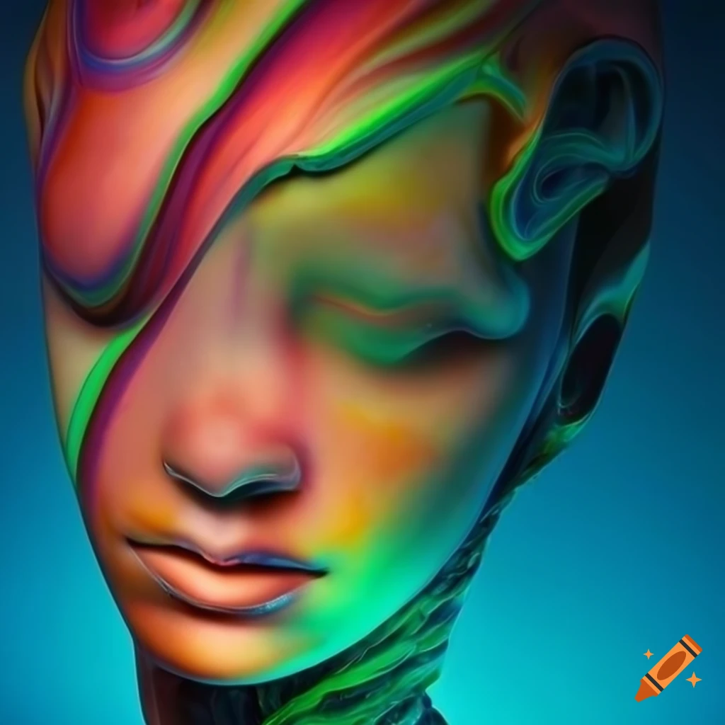 Sculpted marble figures with vivid colors and intricate details in cinematic lighting