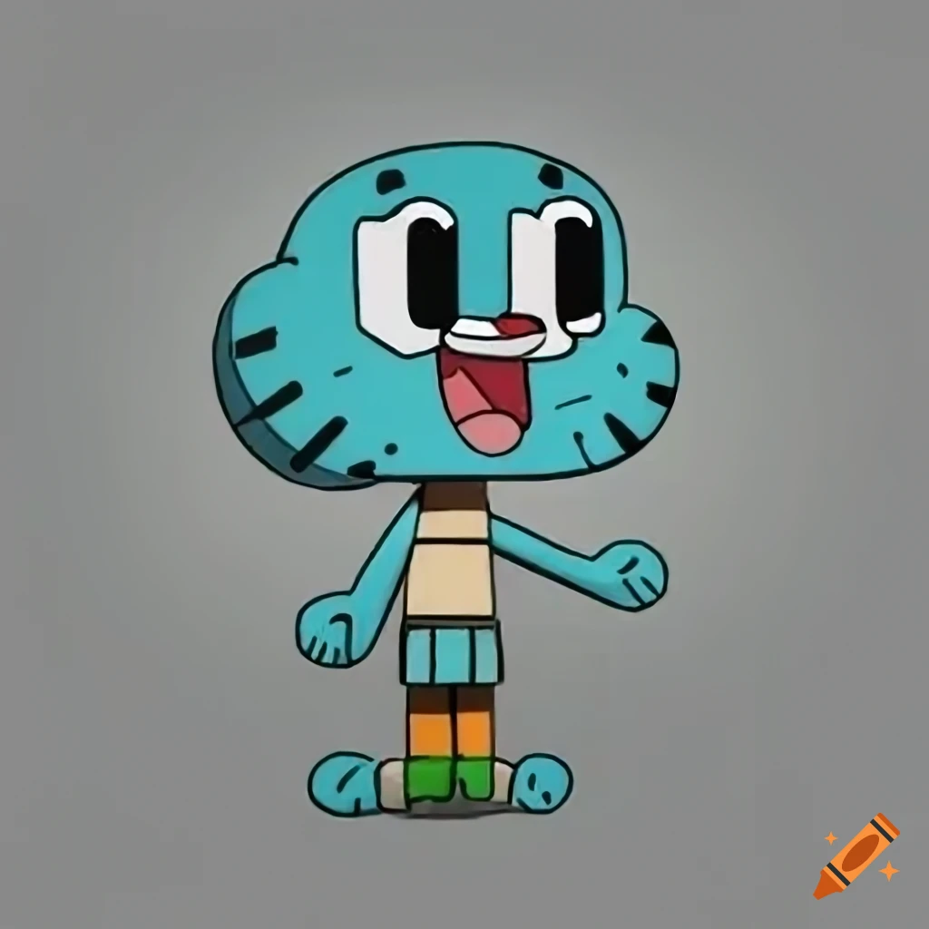 Full-length portrait of Gumball Watterson in PNG format with blank background