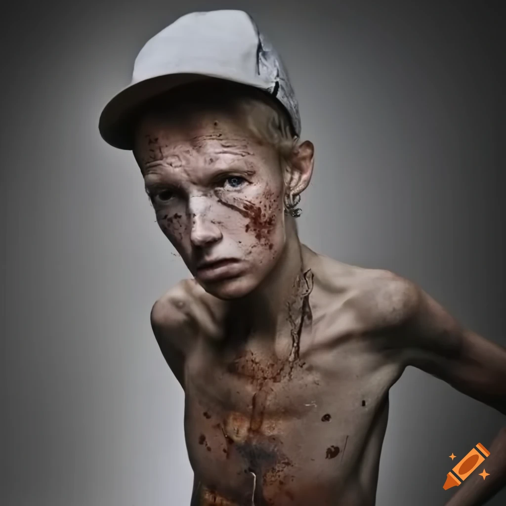 Hyperrealistic portrayal of rusting cyborg resembling Fred Norris with baseball cap
