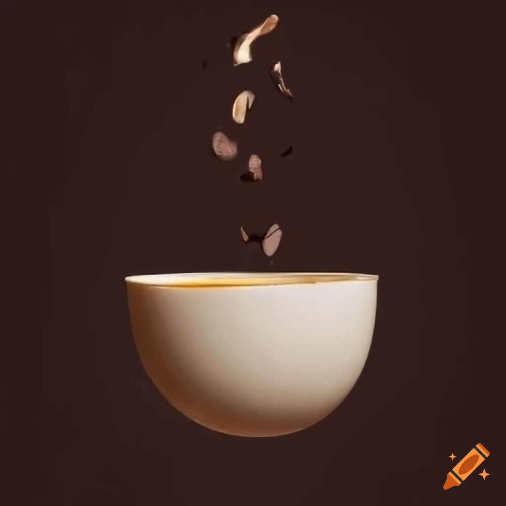 Hyperrealistic floating coffee cup with foamy pattern inside