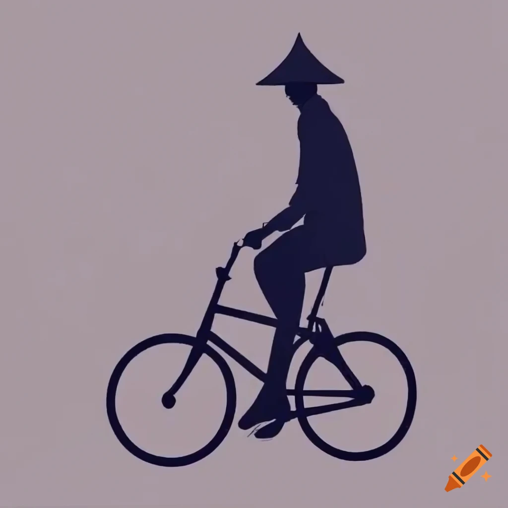Silhouette of a Vietnamese man biking