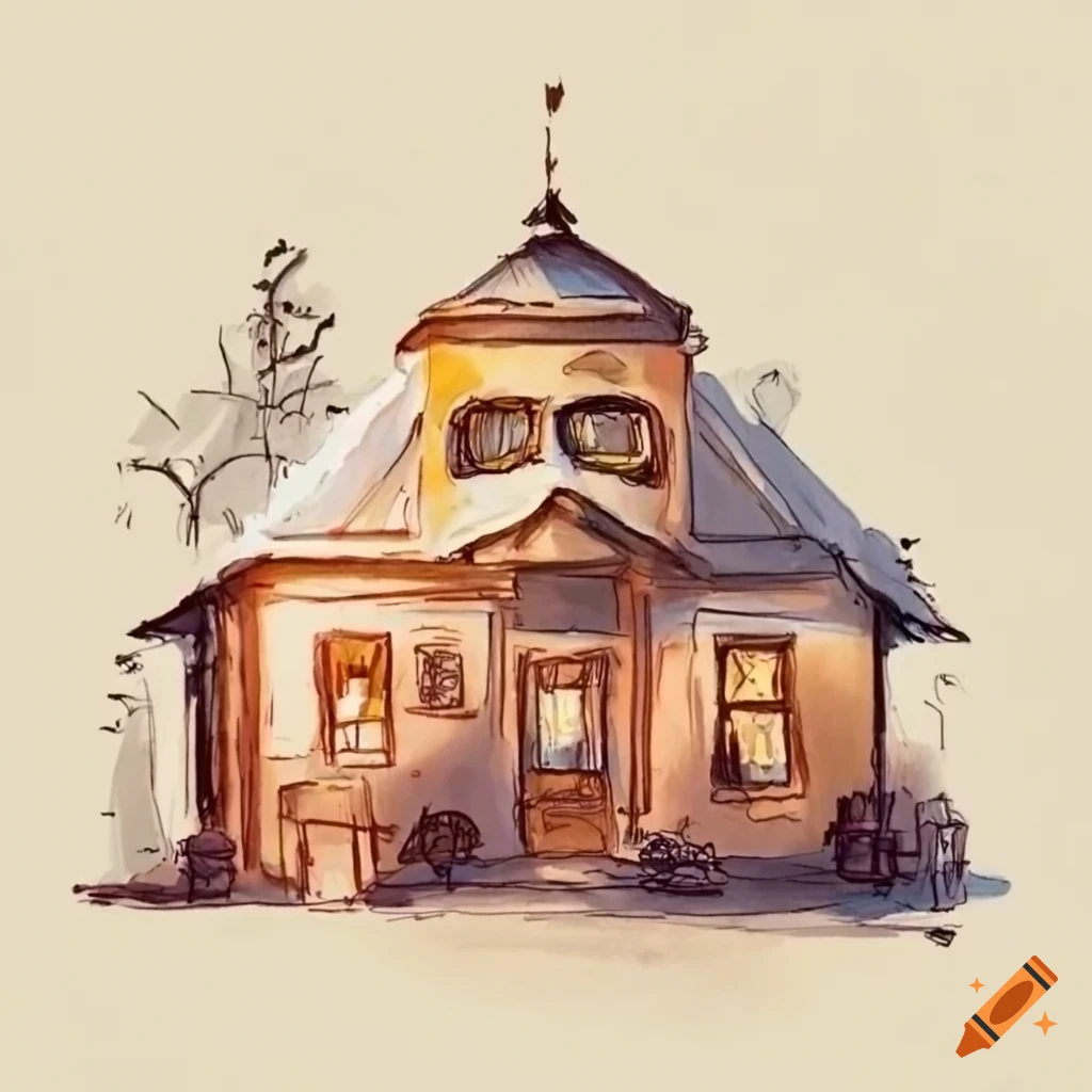 Sketch of a modern family four course meal themed restaurant