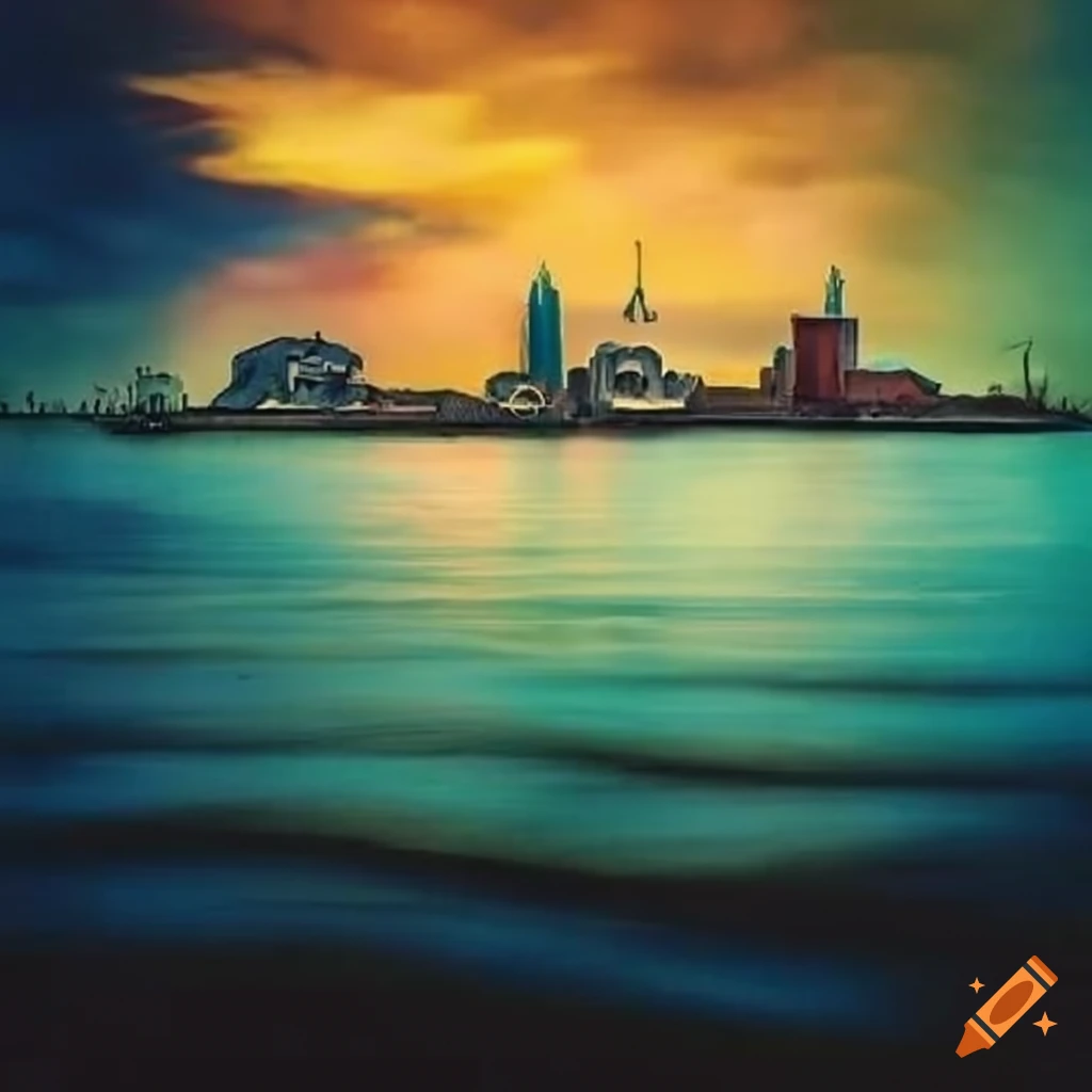 Woolloomooloo bay in surrealist Dalí-style art