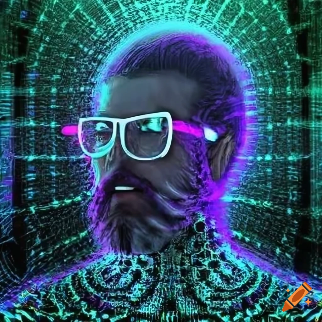 Futuristic and abstract 'Crypstatic' concept with cryptographic symbols ...