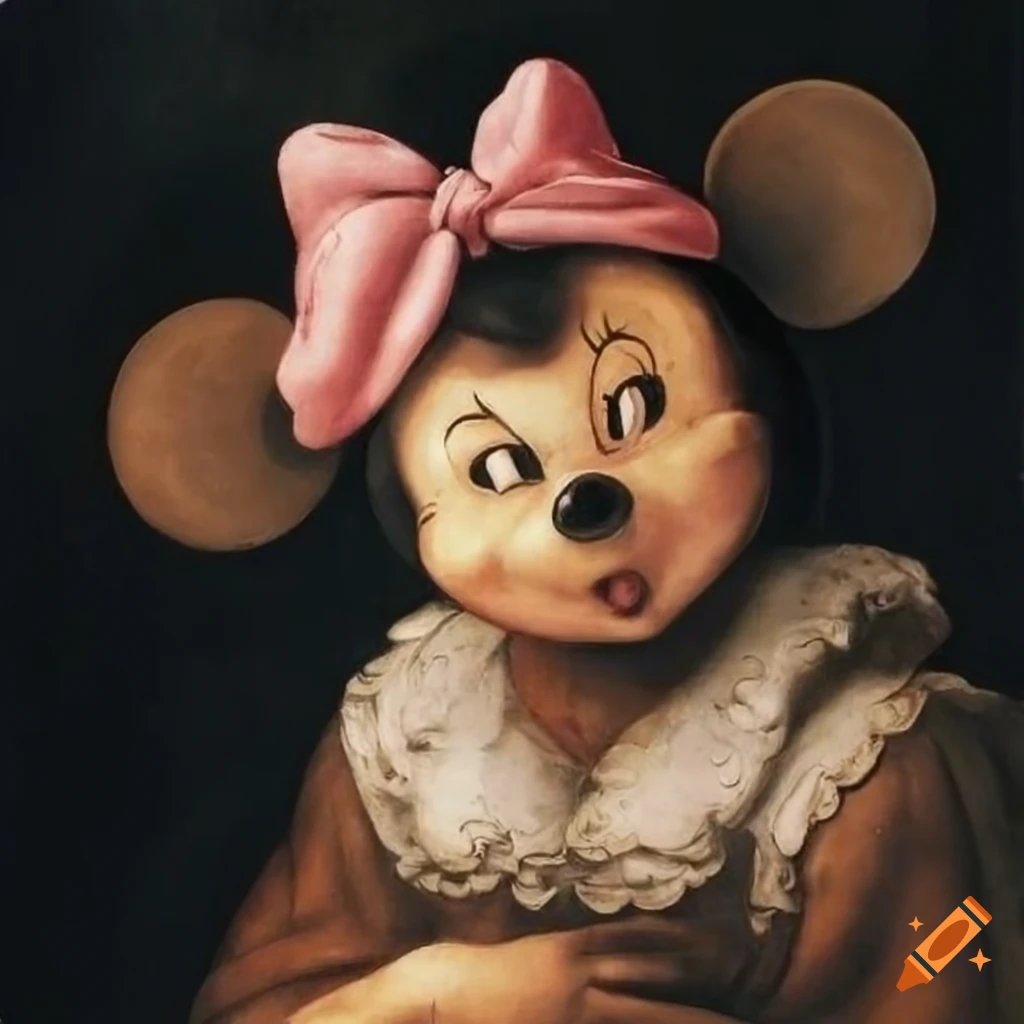 Minnie Mouse depicted in a renaissance fresco by Michelangelo