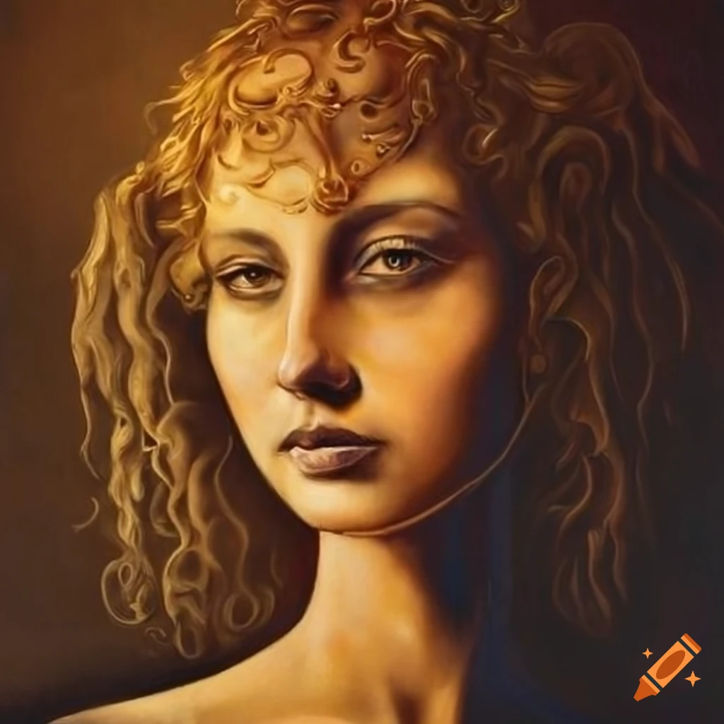 Intricate oil painting depicting the personification of interest