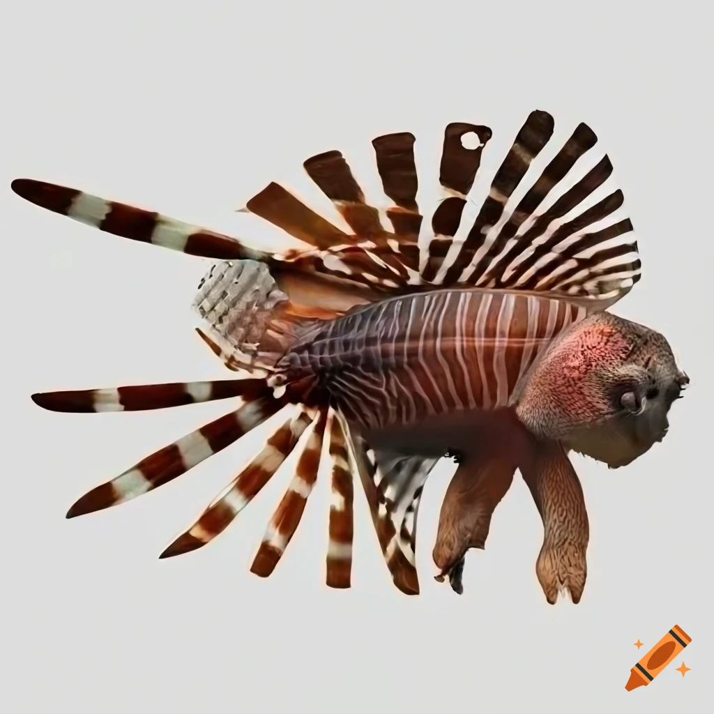 Hybrid creature of uakari monkey and lionfish in high-resolution photo