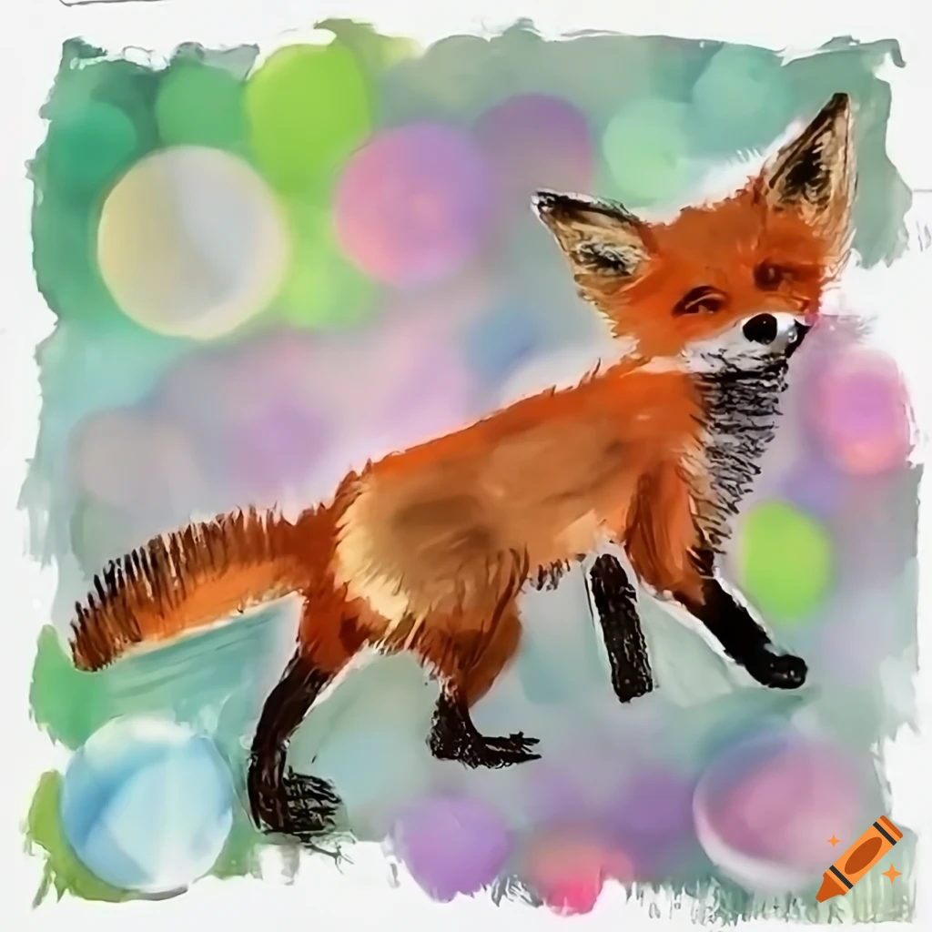 Bokeh cityscape with red fox in foreground