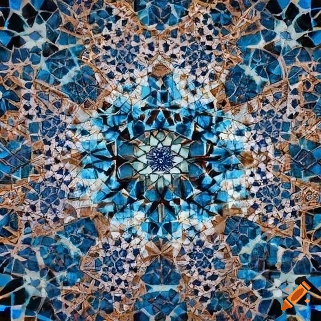 Islamic mosaic tile floor with fractal pattern