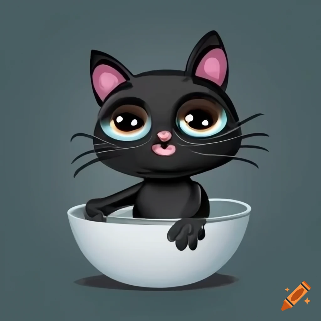 cartoon-black-cat-drinking-milk-on-craiyon