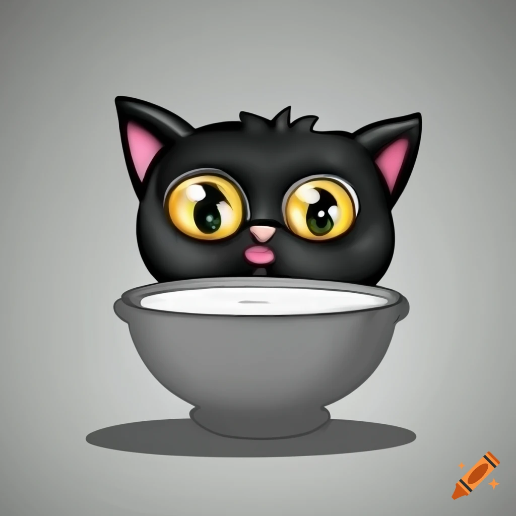 adorable-cartoon-black-cat-drinking-milk-on-craiyon