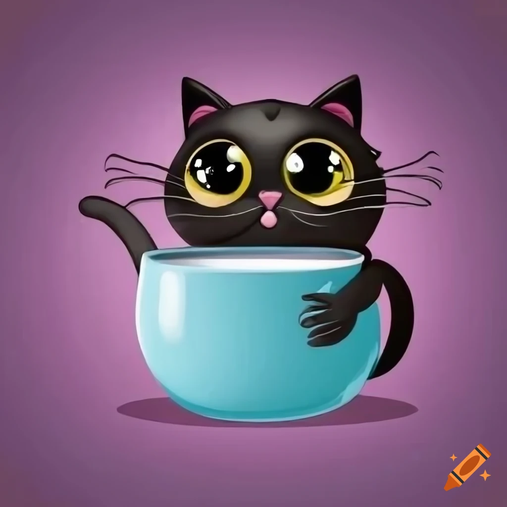 cartoon-black-cat-drinking-milk-on-craiyon