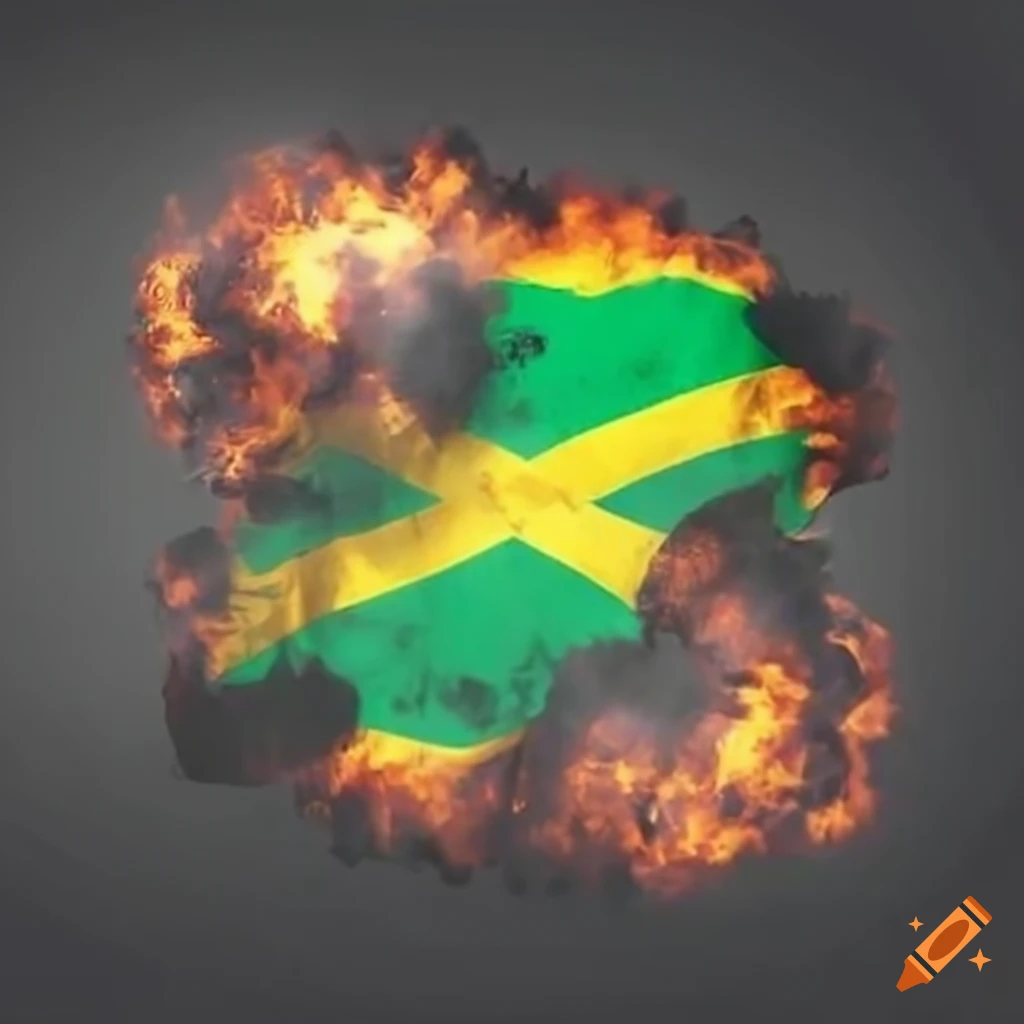 Jamaican flag with explosion background