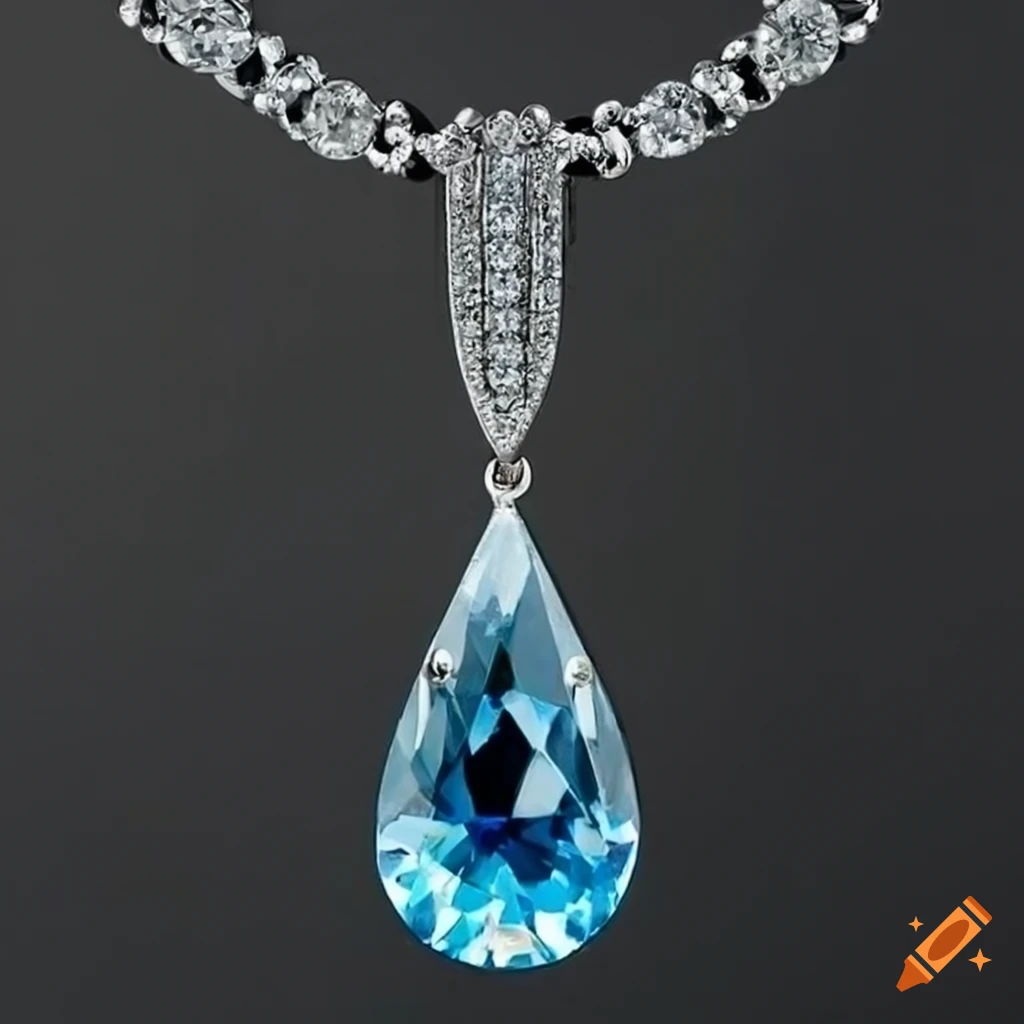 Mesmerizing large blue diamond pendant with intricate reflections