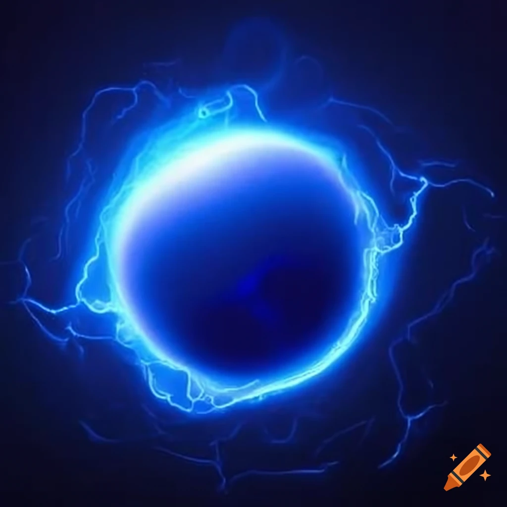 Blue orb spinning in blue lightning