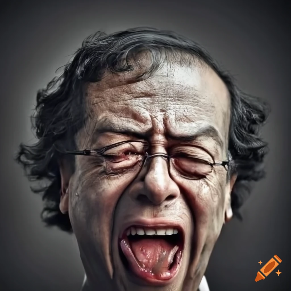 Close-up of anguished person with emotional outburst on black background