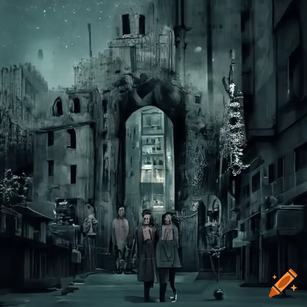 Group of people in a dystopian world supporting each other