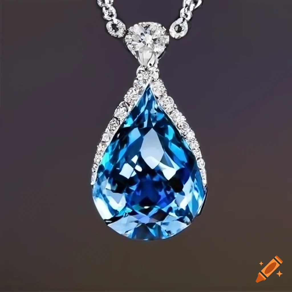 Mesmerizing large blue diamond pendant with intricate reflections