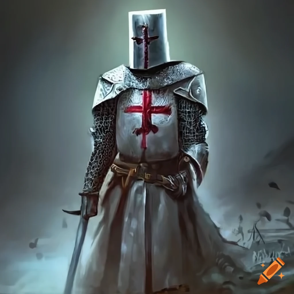 Templar knight reading on the battlefield