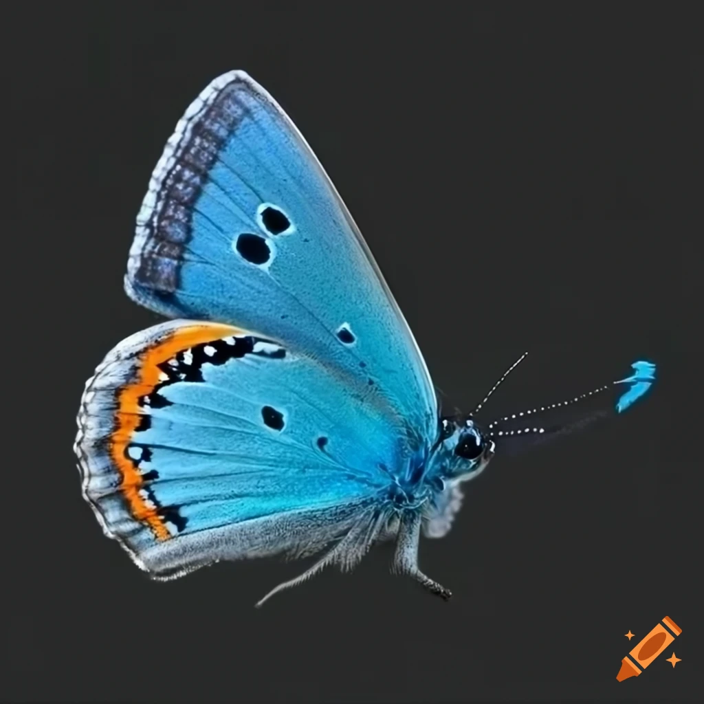 Adonis blue butterfly in hyperrealistic UHD and 3D against a black background