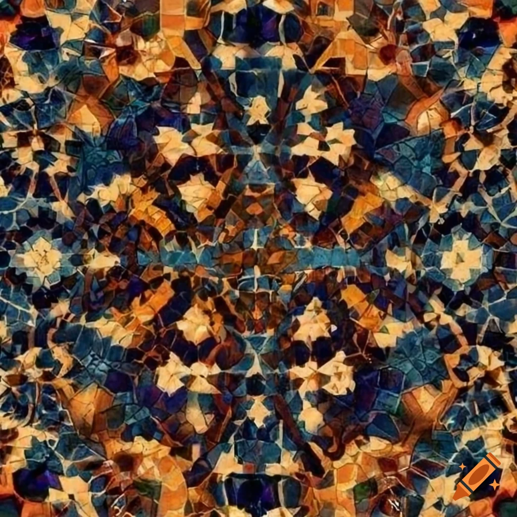 Islamic mosaic tile floor with fractal pattern