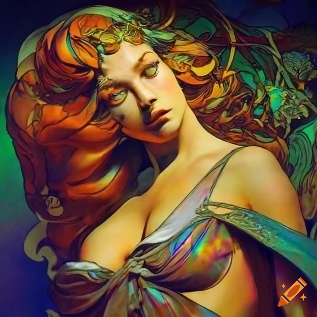 Iridescent deep Ember lighting in a tropical werewolf fantasy art setting