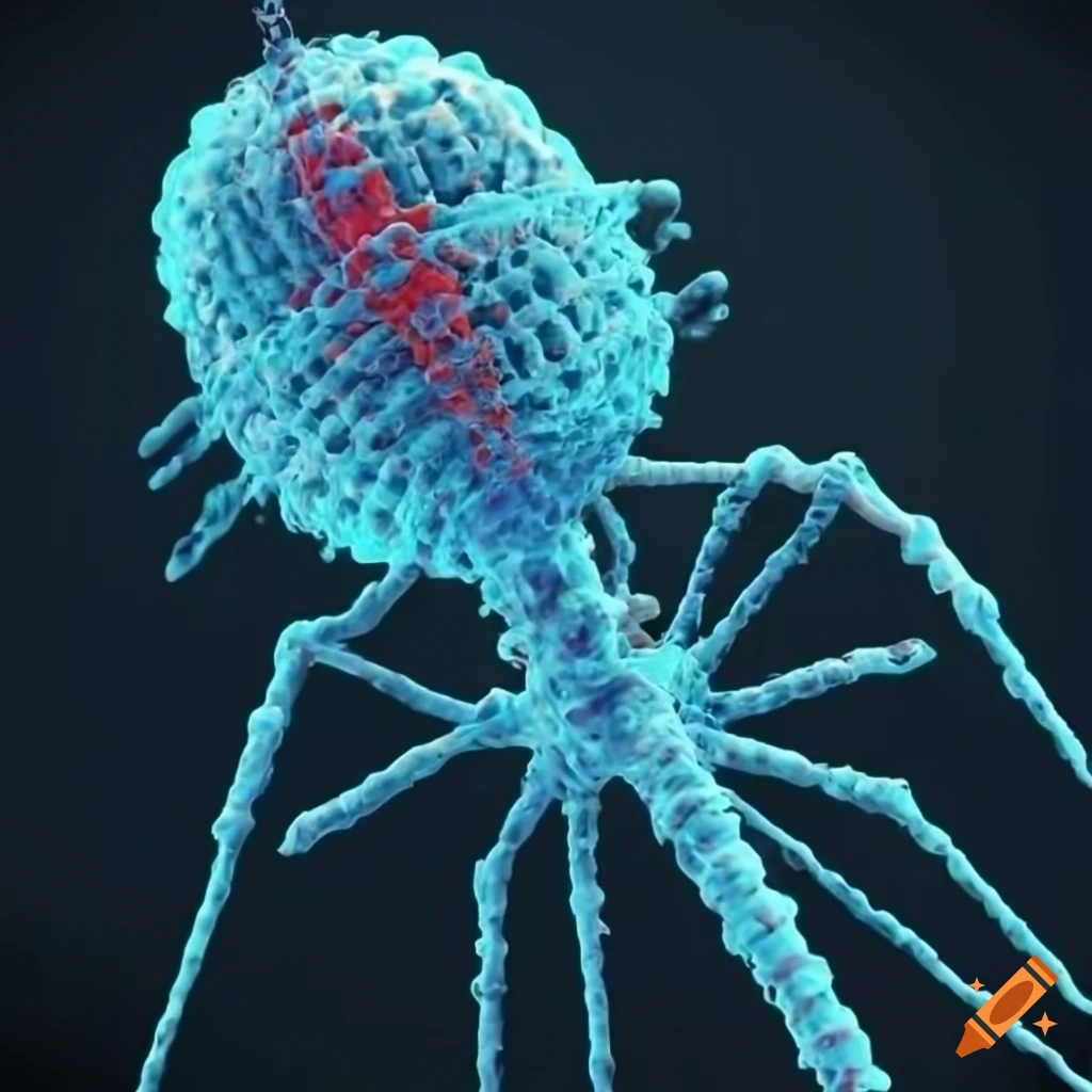 3D bacteriophage on a dark background