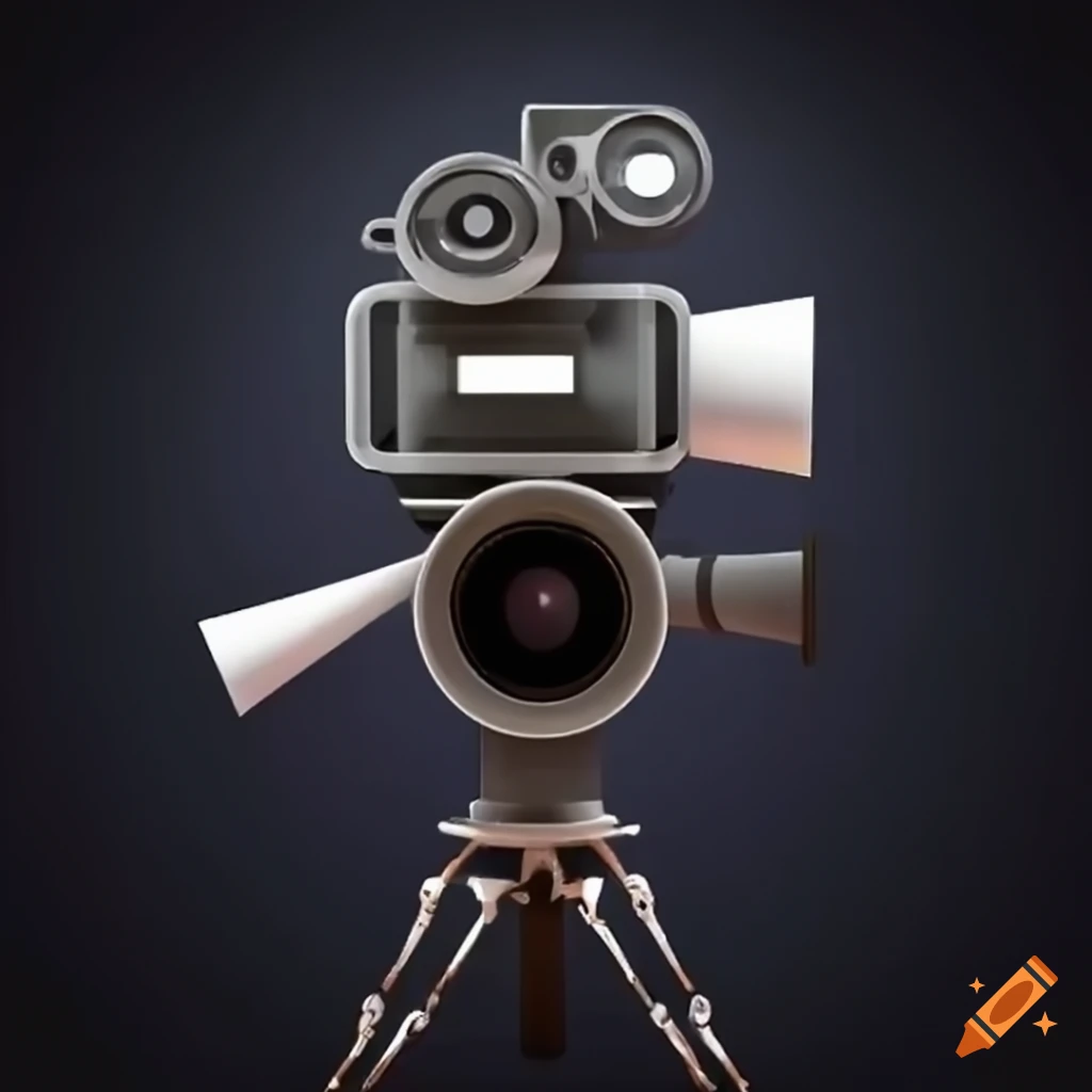 Animated movie camera on a white background