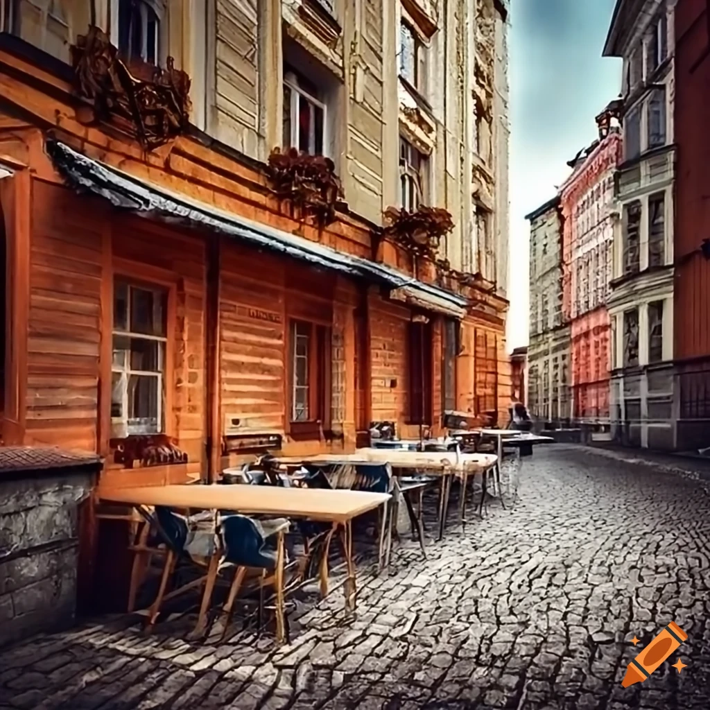 Outdoor cafeteria with Polish style walls