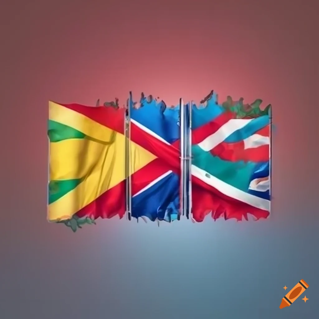 Artistic rendition of world flags in a serious composition