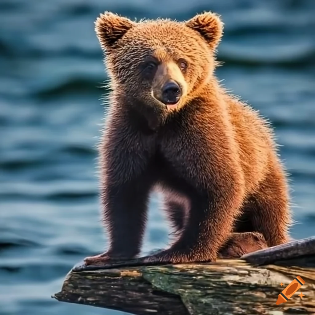 Friendly baby bear in a boat off the coast of Maine