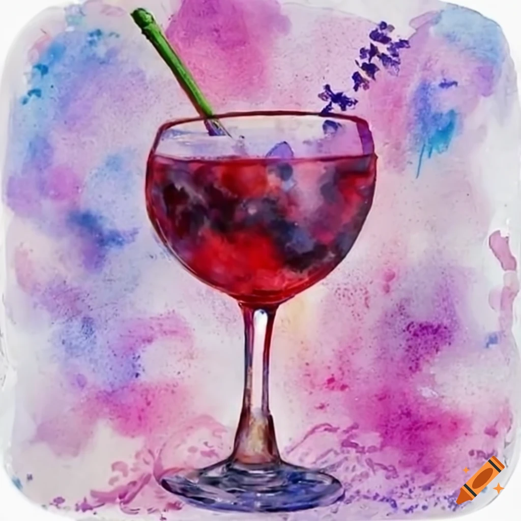 Red cocktail with lavender and cherry in a wine glass