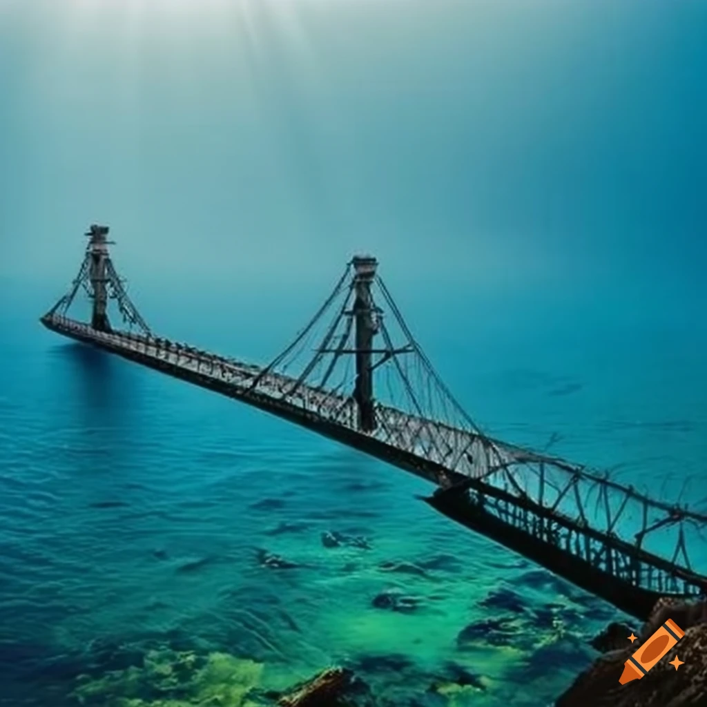 Puente de Hierro caído sobre el mar