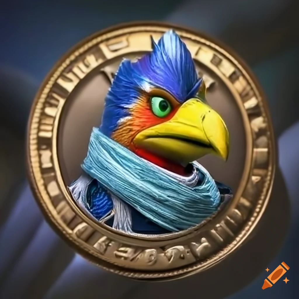 Collector's coin featuring falco from star fox in close-up detail on ...