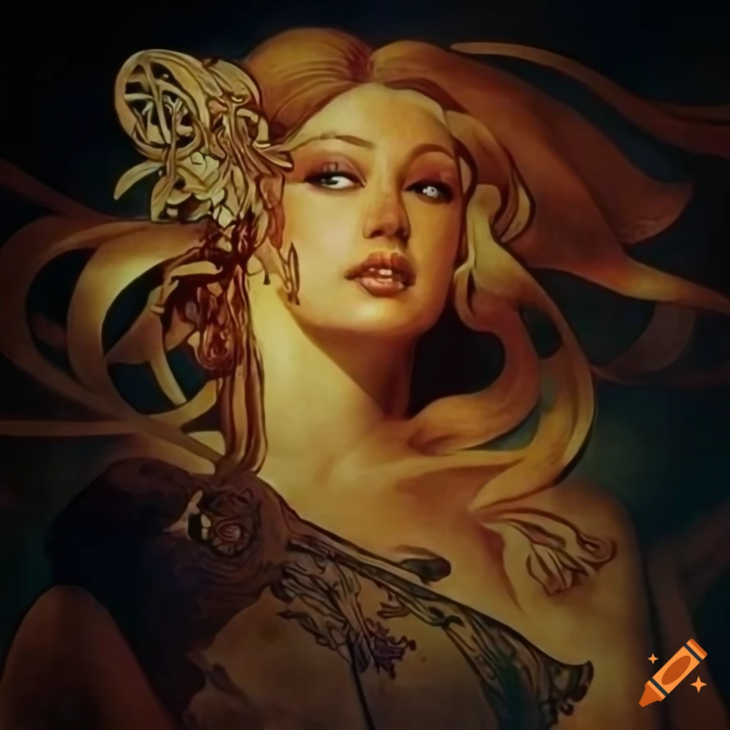 Unbelievable glowing light inspired by Boris Vallejo, Alphonse Mucha, Escher, and Vermeer in stave carvings