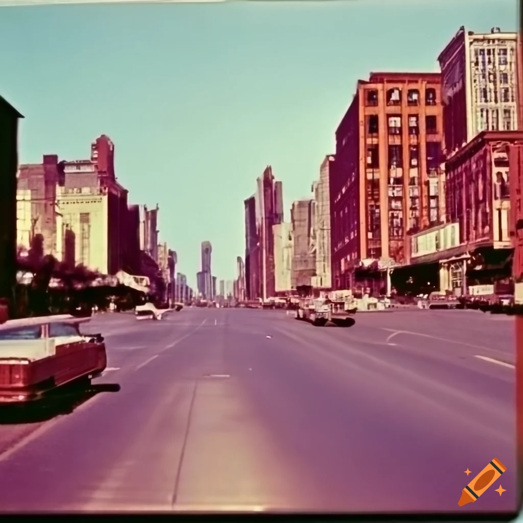 Evil Red Mountain of Chicago, street-level view during evening light