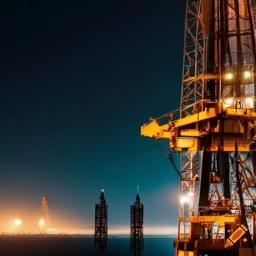 Oil and gas production rig with advanced technology and telecommunication infrastructure