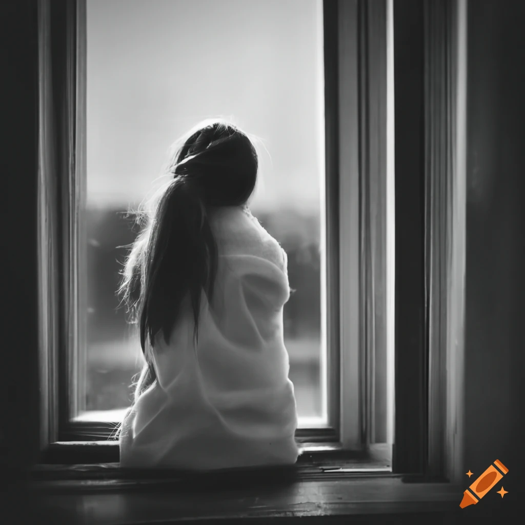 Girl looking out of window