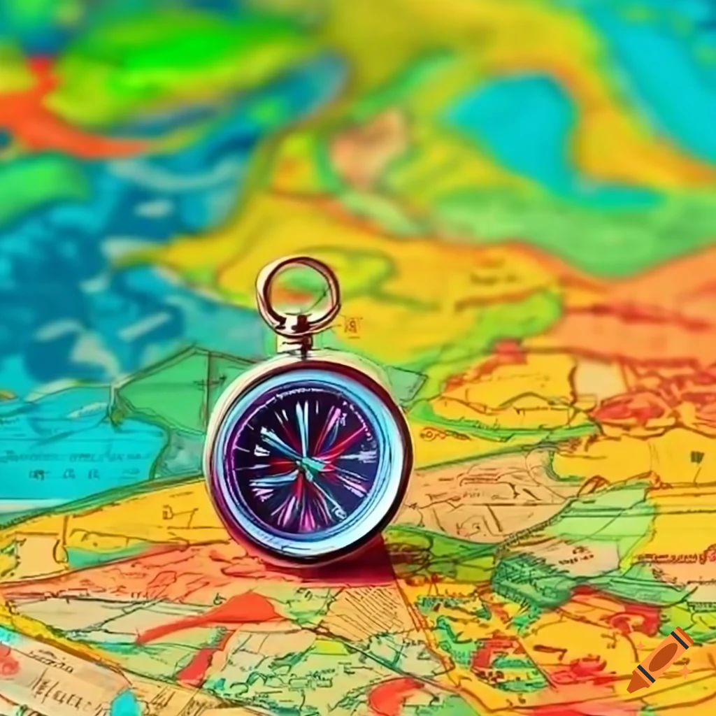 Compass and map on desk symbolizing initial planning and writing journey