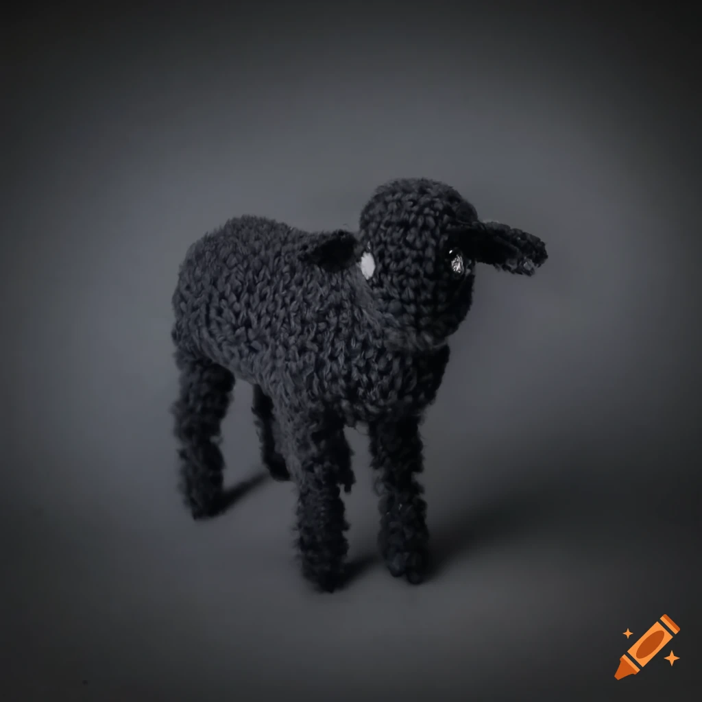 Crocheted black lamb