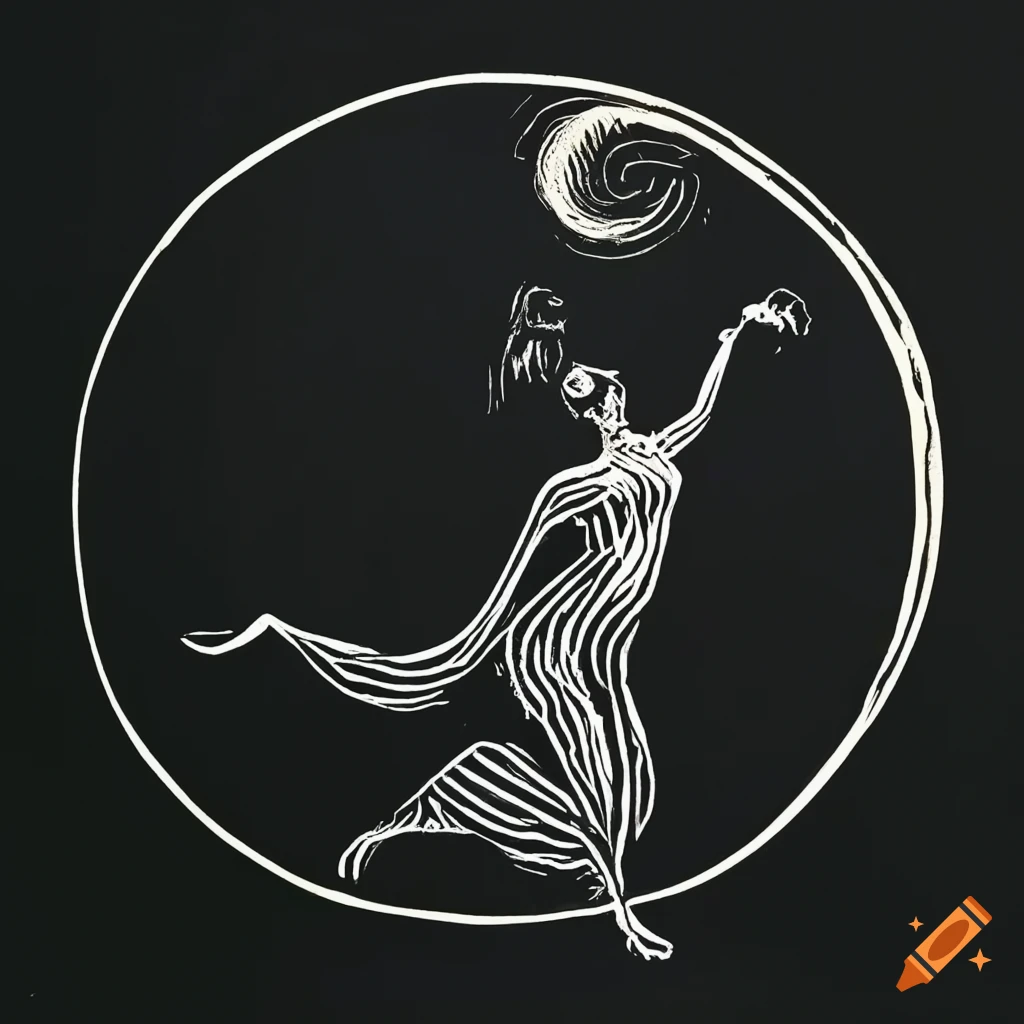 Lone satyr dancing against the moon on a starry night